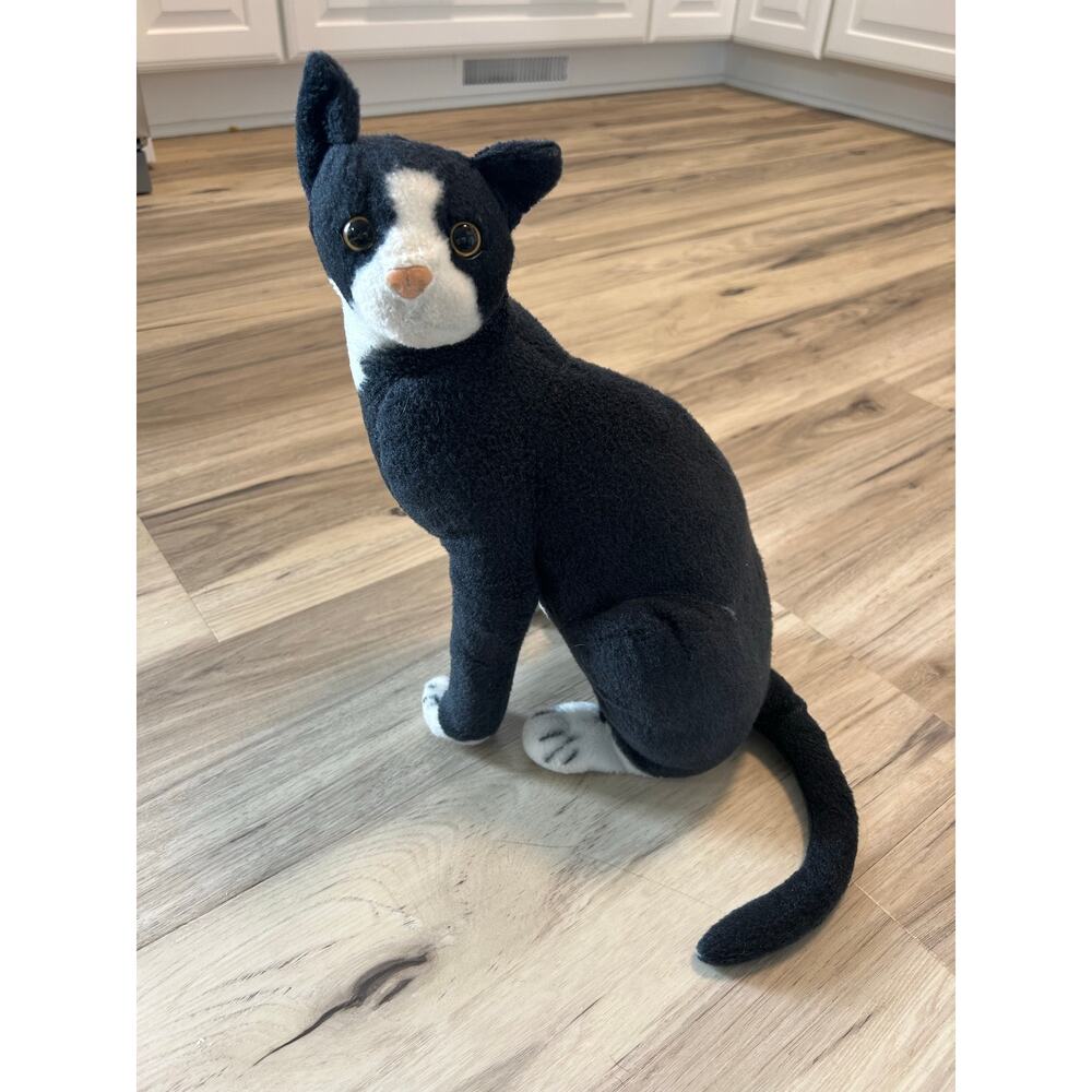 Tiger Tale Toys 14" Black White Tuxedo Cat Stuffed Animal Plush Realistic Kitty
